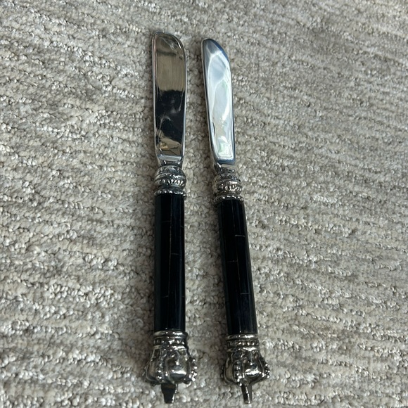 Genuine Black Horn & Silver Plate Crown 2 Piece Knife Set...